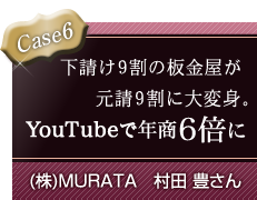 Case6 ������9���̔���������9���ɑ�ϐg�BYouTube�ŔN��6�{�� / (��)MURATA�@���c�@�L����