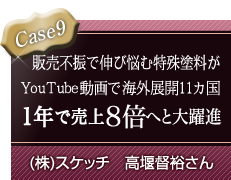 Case9 �̔��s�U�ŐL�єY�ޓ���h����YouTube����ŊC�O�W�J11�J��1�N�Ŕ���8�{�ւƑ���i / (��)�X�P�b�`�@�����T����